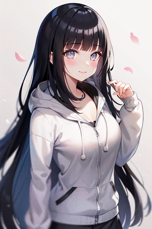 11383-3369254898-hinata, 1girl, bangs, black_hair, blunt_bangs, grey_eyes, grey_sleeves, headband_around_neck, highres, hime_cut, hooded_cardigan.png